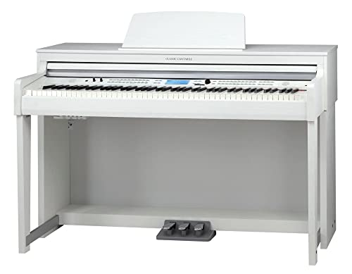 Classic Cantabile DP-A 610 Digital-Piano (88 Tasten mit Hammermechanik, 3-fach Sensorik, 1200 Voices, 230 Styles, Bluetooth, 38 Effekte, Dämpfersimulation, 3 Pedale) Weiß matt
