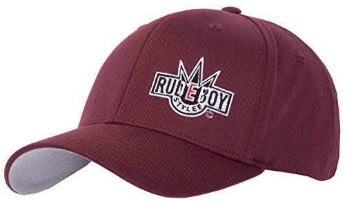 2Stoned Flexfit Cap in Maroon mit Stick Rudeboy Größe L/XL (58cm - 60cm), Basecap für Damen und Herren