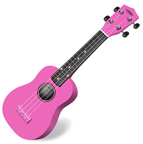 Classic Cantabile US-100 PK Sopranukulele (Ukulele, Uke, 15 Bünde, leichtgängige Gitarrenmechanik) pink