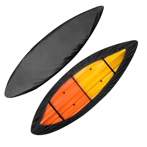 AMGJ Kanu Boot Abdeckplane 420D Oxford-Gewebe Wasserdicht und UV-beständig Kajak Abdeckung Staubschutzschild für Kanu-Boot(Schwarz),Fit 3.6m to 4m Kayak