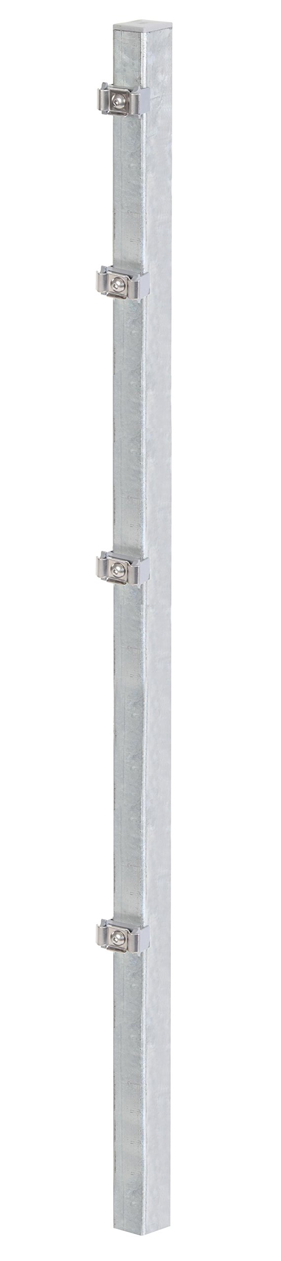 Gah-Alberts 677626 Zaunpfosten mit Klemmlaschenbefestigung für Doppelstab-Gittermatten , feuerverzinkt, 60 x 40 mm, 1500 mm