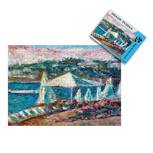 Puzzle 1000 Stück für Erwachsene - Strand Landschaft Kunst Malerei Puzzle - Buntes Spielzeug für Bildung und Entspannung 38 * 26cm