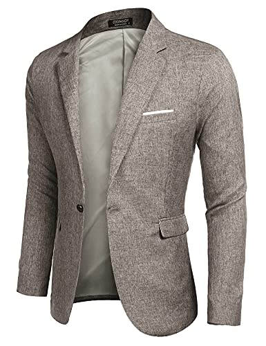 MAXMODA Men's Blazer Slim Fit Jacket with Front Pocket Sporty Jacket Leisure Suit - Khaki - X-Large