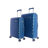 Don Algodon Koffer-Set - Reisekoffer aus Polypropylen - Set Reisekoffer - Kabinenkoffer 55 x 40 x 20 cm und mittlerer Koffer 4 Räder - Mittlere Reisekoffer - Reisekoffer Kabine, blau, 64x44x24 cm,