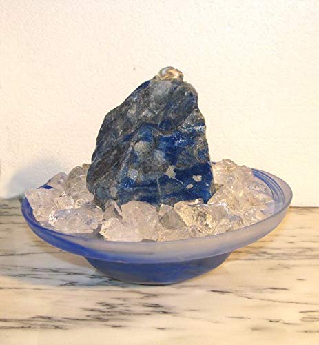 Troester's Brunnenwelt Zimmerbrunnen Lapis Lazuli Blue Note mit Pumpe, Licht und Bergkristall-Chips, Quellstein aus echtem Lazuli