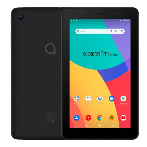 Alcatel 1T 7 WiFi (2023) - Tablet 17,8 cm (7 Zoll), Quadcore, 2 GB RAM, 32 GB Speicher, erweiterbar durch MicroSD bis zu 128 GB, 2580 mAh Akku, Android 12 (Go Edition) schwarz