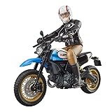 bruder 63051 - Scrambler Ducati Desert Sled mit Fahrer - 1:16 Motorrad Spielzeug-Figur Motorcross