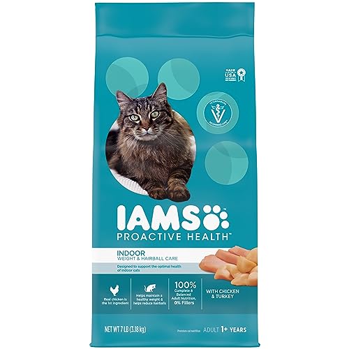 Iams Proactive Health Indoor Trockenfutter für ausgewachsene Katzen, zur Gewicht- und Haarballkontrolle