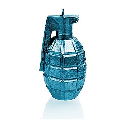 Candellana Groß Grenade Kerze | Höhe: 14,3 cm | Blau Metalisch | Handgefertigt in der EU