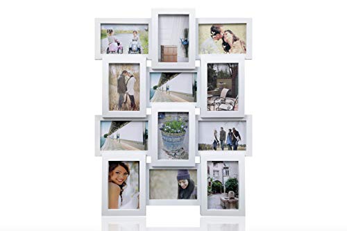 ARPAN Mehrfach-Bilderrahmen, für 12 Fotos à 15 x 10 cm, Plastik, weiß, Size Approx 59cm x 45cm x 2.5cm