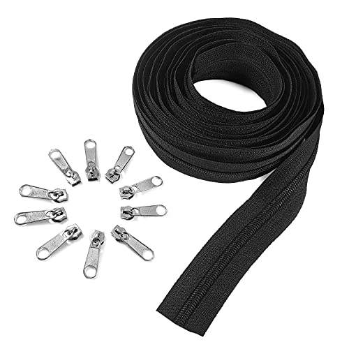 Durchgehender Reißverschluss Meterware Nylon #5 schwarz 50 Meter + 150 Schieber Nickel 30mm breit Nähen Basteln Kissen Polster
