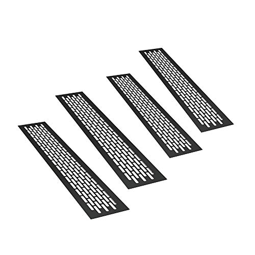 sossai® Aluminium Lüftungsgitter - Alucratis (4 Stück) | Rechteckig - Maße: 80 x 8 cm | Farbe: Schwarz | pulverbeschichtet