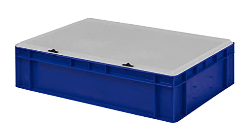 Design Eurobox Stapelbox Lagerbehälter Kunststoffbox in 5 Farben und 16 Größen mit transparentem Deckel (matt) (blau, 60x40x15 cm)