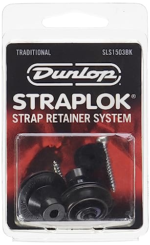 Jim Dunlop Traditional Straplock-Set, Befestigungsset für Gitarrengurt, Schwarz