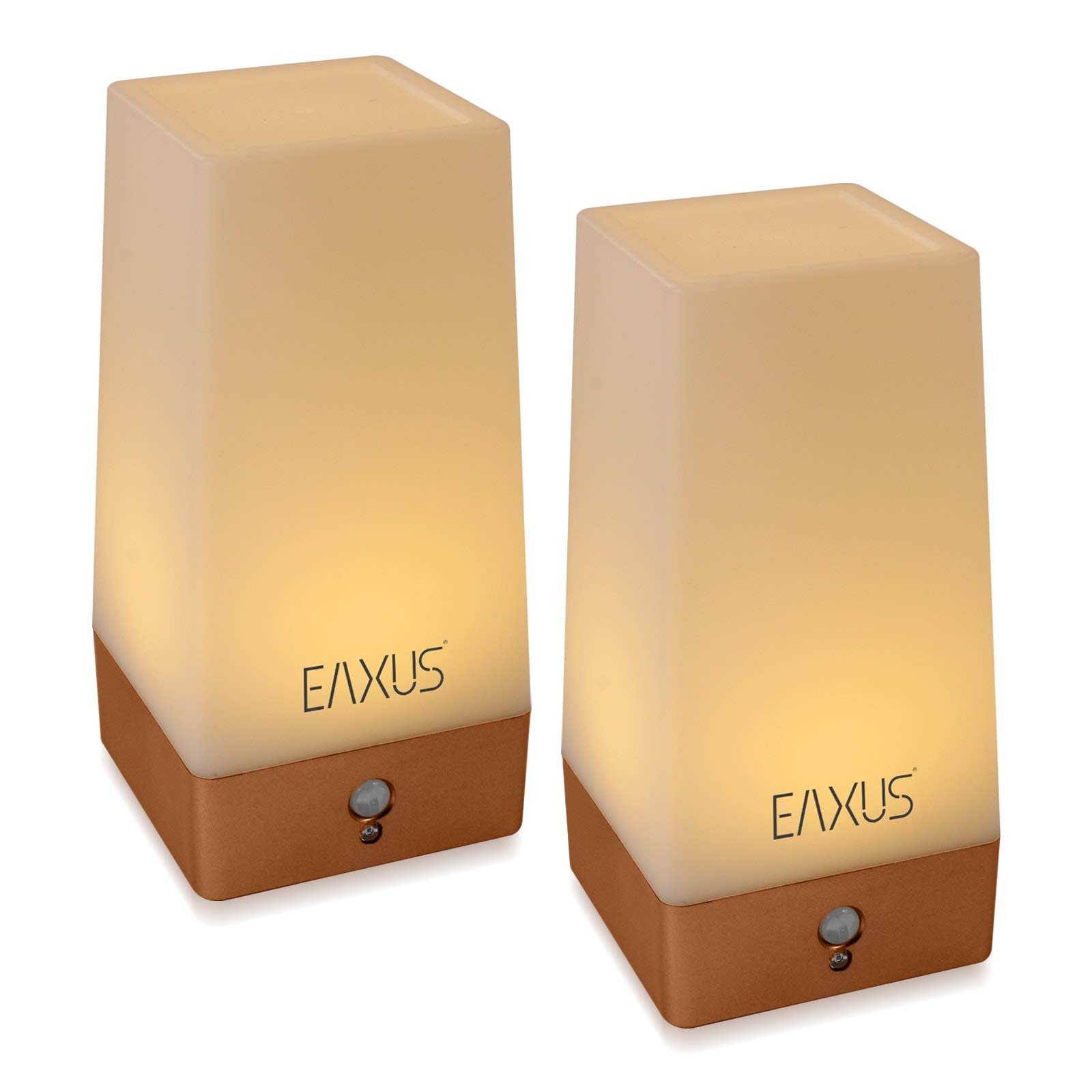 Eaxus® 2er Set Nachtlampe - Kabellose Nachttischleuchte mit Bewegungssensor & Dämmerungssensor