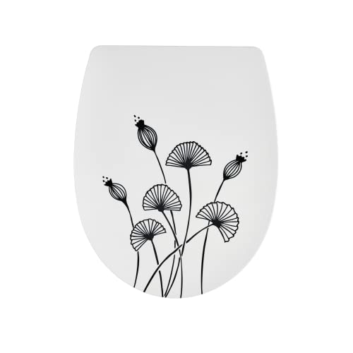 Wirquin 20724240 Marbella WC-Sitz aus thermoplastischem Kunststoff, Blumendekor schwarz