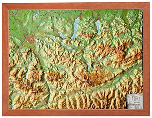 Reliefkarte Salzkammergut mit Rahmen(1:300.000): Reliefkarte Salzkammergut mit Holzrahmen(1:300.000)