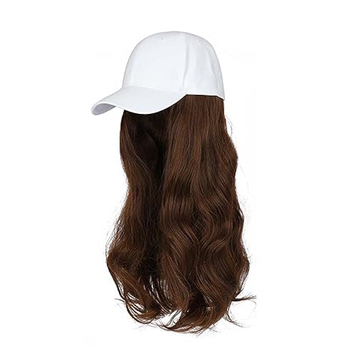 WUODHTW Damen Baseball Cap Perücke natürliche Welle langes Haar verstellbares Wellenhaar Sonnenhut Perücke