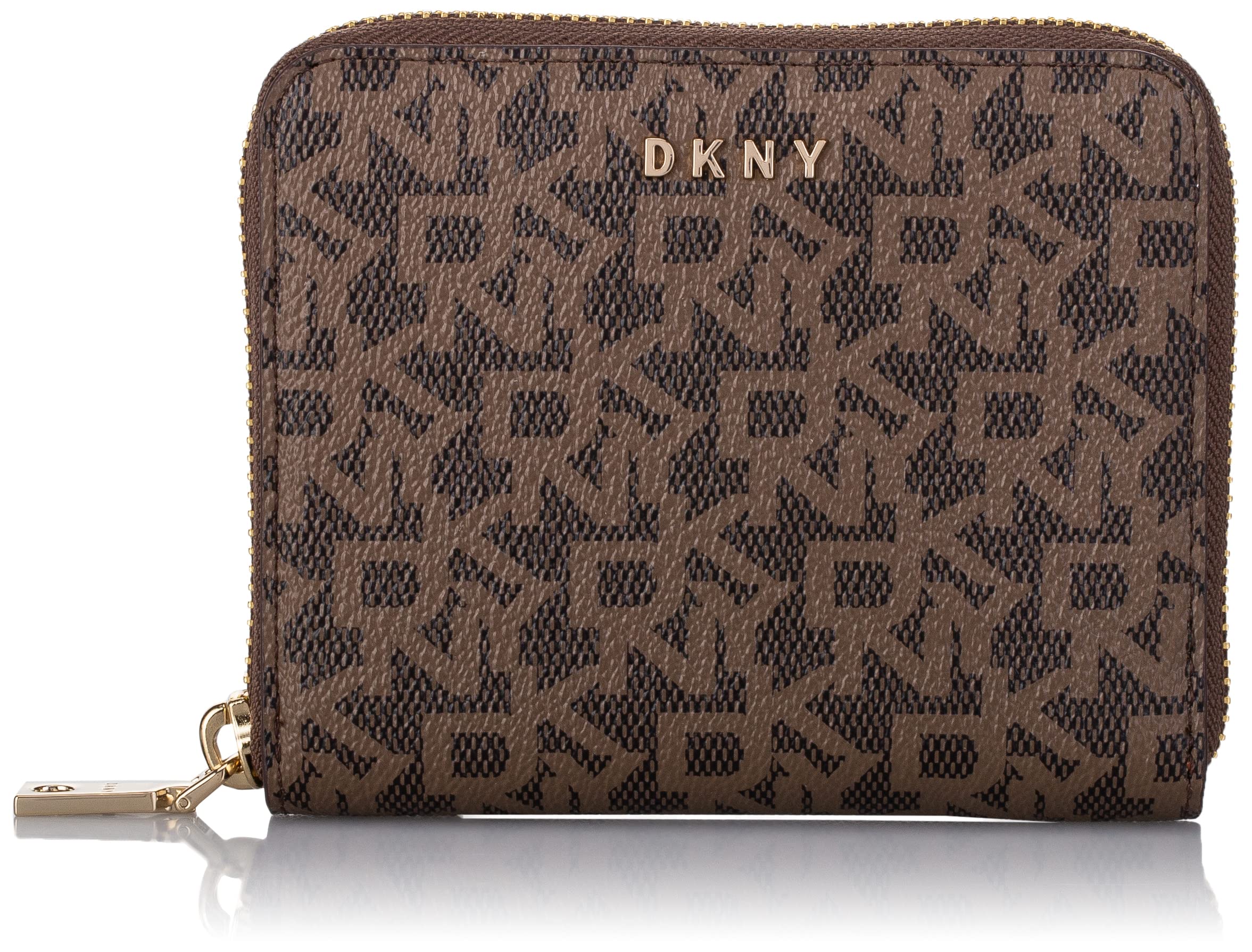 DKNY Women's Bryant-Sm Zip Around Bi-Fold Wallet, Mocha/Caramel