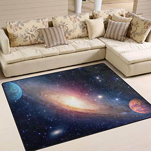 Use7 Astronomie Solar-Teppich mit Galaxie, Galaxie, Weltall, für Wohnzimmer, Schlafzimmer, Textil, Mehrfarbig, 203cm x 147.3cm(7 x 5 feet)