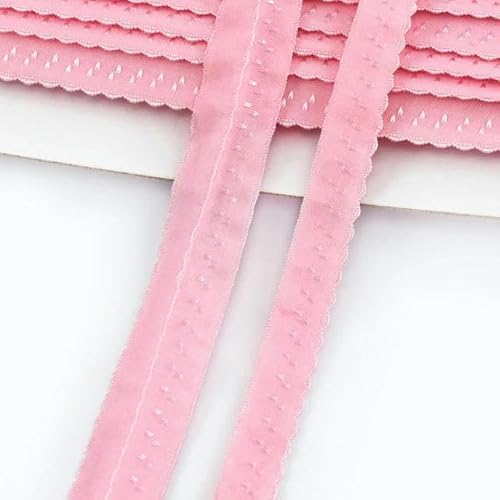 10 Meter 11 mm Nylon-Elastikband, doppellagiger Rand, faltbarer BH-Gürtel für Unterwäsche, Schultergurt, DIY-Nähzubehör, EB040, Pink, 11 mm, 10 Meter