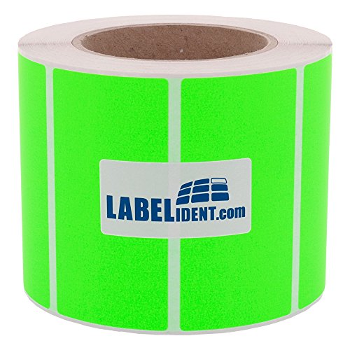 Labelident Thermotransfer-Etiketten in leuchtgrün - 101,6 x 38,1 mm - 4.225 Rollenetiketten auf 3 Zoll Rolle für Standard- und Industriedrucker, Papier, selbstklebend