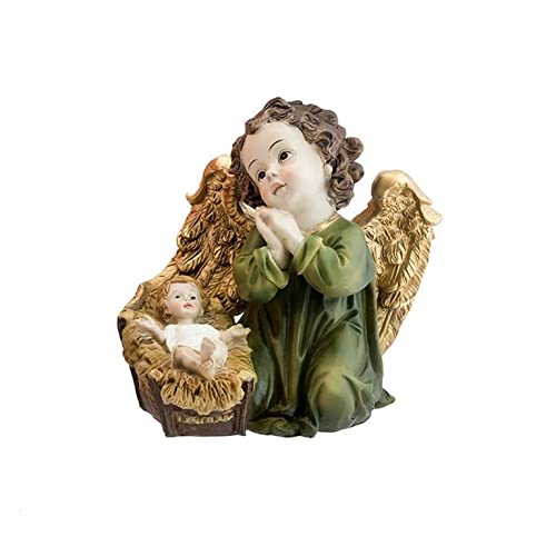 JSA Flamme Figur Engel mit Kind Jesus, Mehrfarbig, 15 cm