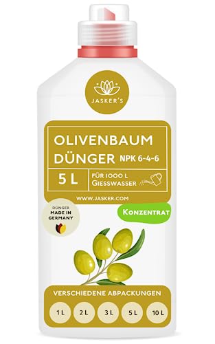 Bio Olivenbaum Dünger flüssig 5 Liter Konzentrat für 1000 Liter Gießwasser - 100% organischer Dünger für Olivenbaum - Mediterraner Pflanzendünger für Garten & Kübel - Oliven Dünger