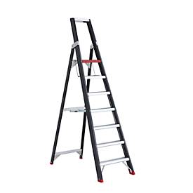 Stufenstehleiter Professional Topline, einseitig, Aluminium, 7 Stufen, schwarz