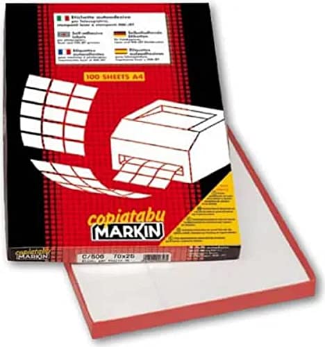Markin C578 selbstklebendes Etikett, weiß, rechteckig, permanent, 800 Stück – selbstklebende Etiketten (Weiß, Rechteck, Permanent, A4, Zellulose, 70 g/m²)