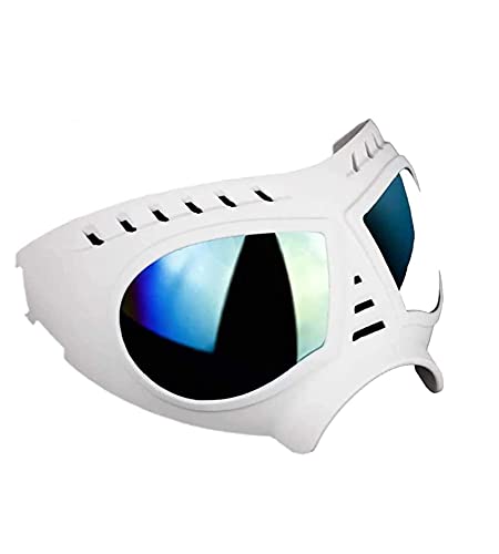 DUBENS Hundebrille - Große Rasse Hunde Sonnenbrille Winddicht Schneefest Haustierbrille, elastische verstellbare Träger, Anti-Staub/Haze Large Frame UV Schutzbrille (Weiß)