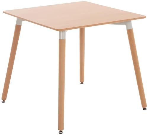 CLP Küchentisch VIBORG I Esstisch Mit MDF Tischplatte I Bistrotisch Mit Buchenholzgestell, Farbe:Natura, Größe:80 cm