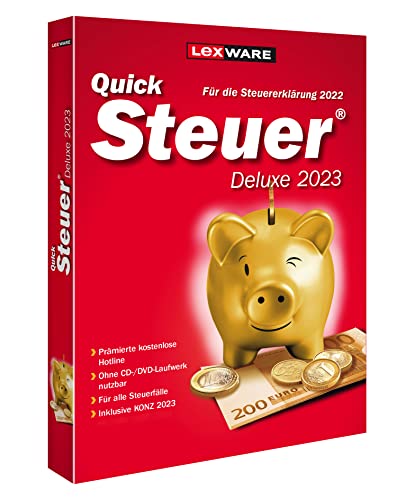 Lexware QuickSteuer Deluxe 2023 Jahreslizenz, 1 Lizenz Windows Steuer-Software