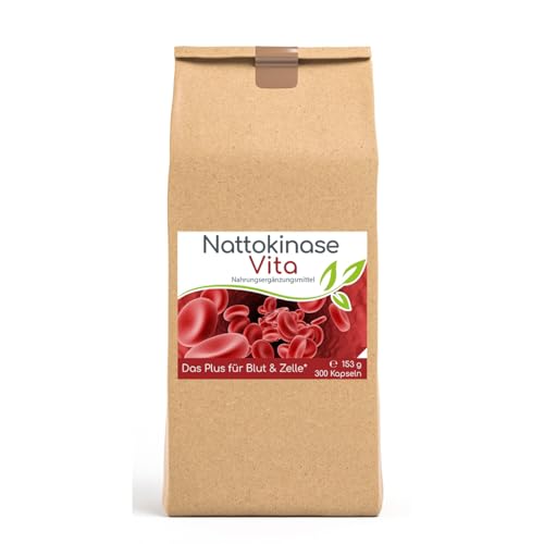 Cellavita Nattokinase Vita (Das Plus für Blut & Zelle) Kapseln | 100% natürlich ohne Zusatzstoffe aus Sojafermentation | (500 Kapseln im Beutel)