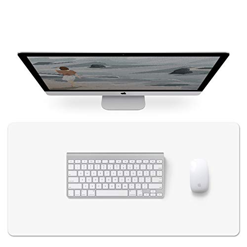 Gaming-Schreibtischunterlage, groß, 2 mm dünn, Anti-Rutsch-Mauspad für Computer, glattes Schreibtischzubehör für Laptop, Tastatur, Schreibtischunterlage – weiß, 140 x 70 cm