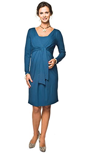 Torelle Maternity Wear Damen 2in1 Umstandskleid mit Stillfunktion, Modell: Blufi, Langarm, indygo, L