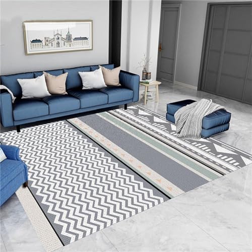 AU-SHTANG Wohnzimmer deko Grauer Teppich, atmungsaktiver, antistatischer, leicht zu reinigender maschinell hergestellter Teppichshaggy Teppich,grau,80x200cm