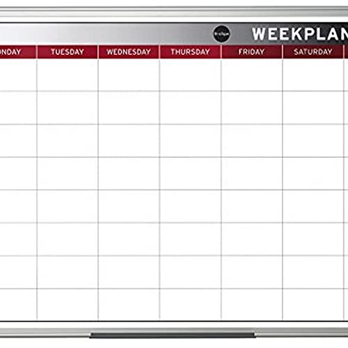 Bi-Office Earth - Umweltfreundliches Planungstafel "Week Planner", 90 x 60 cm, Magnetischer Wochenplaner mit Aluminiumrahmen, Trocken Abwischbar Wochenkalender