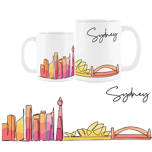 Purely Home Sydney Tasse – Bunte Australien Skyline Souvenir Memento weißer Tee Kaffee Geschenk Tasse