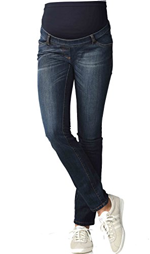 Christoff Damen Schwangerschaftsjeans Umstandshose Basic Five-Pocket-Jeans Röhre - elastisch Slim fit - 102/91/8 - blau - 36 / L34