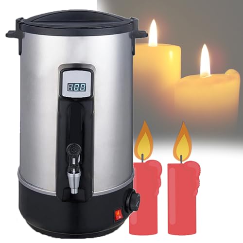 DOZPAL Wachsschmelzbehälter für die Kerzenherstellung, elektrischer Wachsschmelzer mit 30–110 ℃ Knopfthermostat und Wachsablassventil für die Massenproduktion von Kerzen,10.8L
