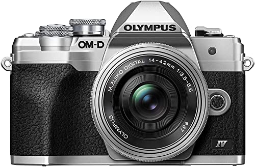 Olympus OM-D E-M10 Mark IV Micro-Four-Thirds-Systemkamera-Kit, 20 MP Sensor, 5-Achsen-Bildstabilisation, leistungsstarker AF, Wi-Fi, Silber inkl. M.Zuiko Digital ED 14 42mm F3.5 5.6 EZ Pancake Silber
