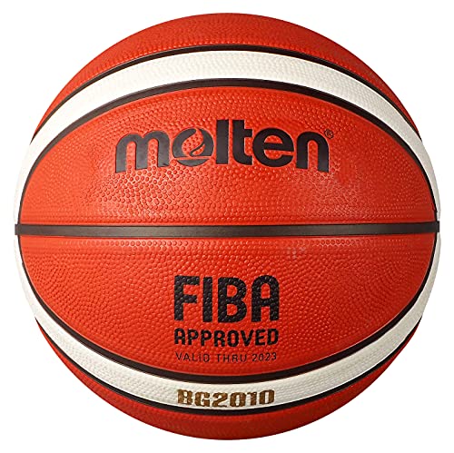 Molten BG2010 Basketball, Indoor / Outdoor, FIBA genehmigt, Premium-Gummi, tiefer Kanal, Größe 6, Orange/Elfenbein, geeignet für Jungen im Alter von 12, 13, 14 und Mädchen ab 14 Jahren und Erwachsene