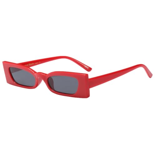 MUTYNE Modische quadratische Sonnenbrille für Damen und Herren, luxuriös, Vintage-Stil, Süßigkeiten, kleiner rechteckiger Rahmen, Sonnenbrillen, C5 rotgrau, Einheitsgröße