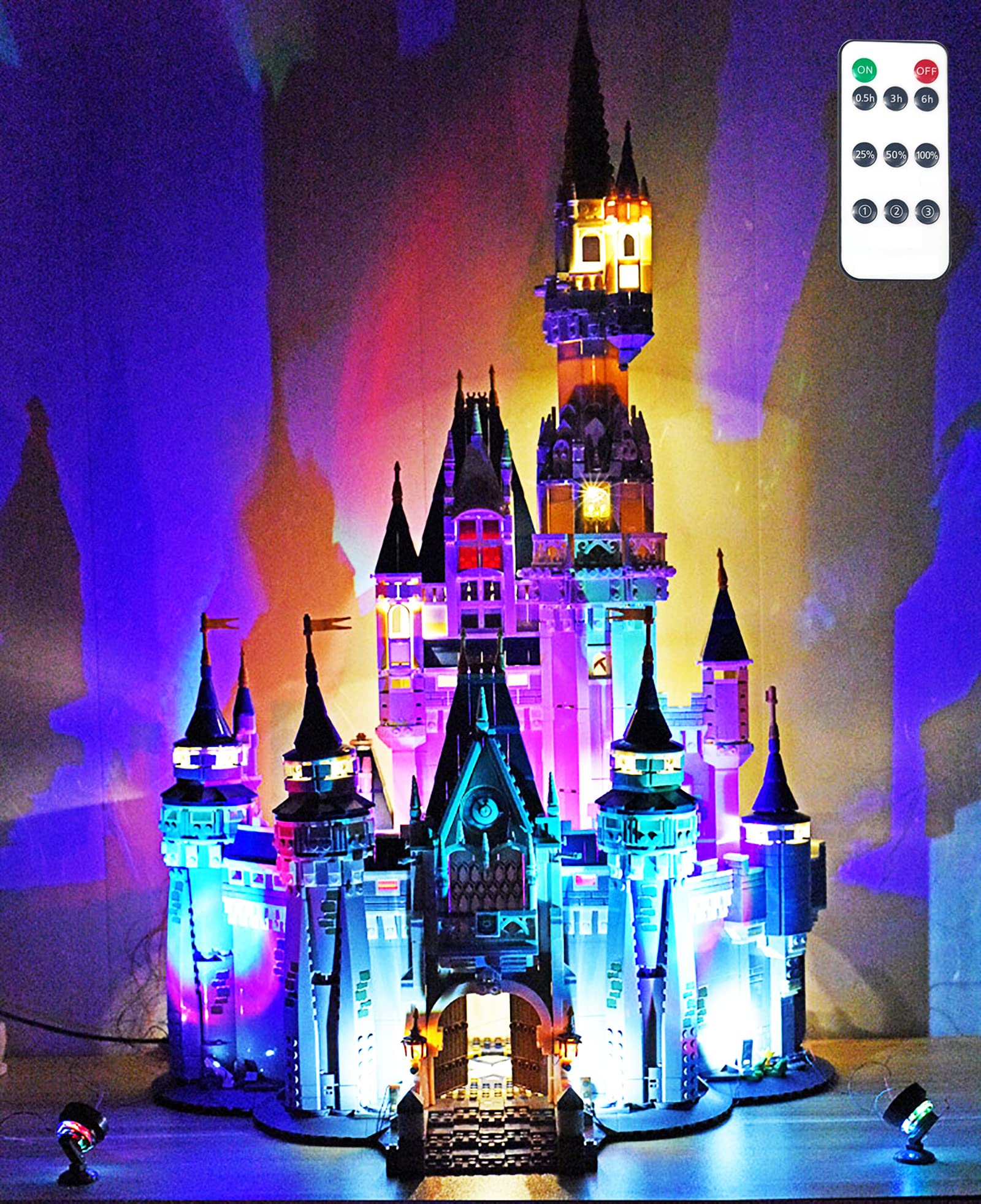LED Beleuchtungsset für Lego Disney Schloss 71040 Modell, 7 in 1 USB Verlängerungskabel, Licht Set Kompatibel Mit Lego 71040 Bausteinen Modell(Nicht Enthalten Modell)