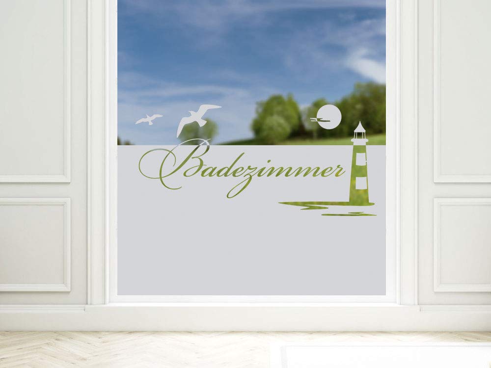 GRAZDesign Sichtschutzfolie Schriftzug Badezimmer, Matte Glasdekorfolie, Fensterfolie zur Deko/Sichtschutz / 80x57cm