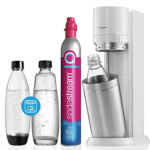 SodaStream Wassersprudler DUO, mit CO2-Zylinder, 1x 1L Glasflasche und 1x 1L spülmaschinenfeste Kunststoff-Flasche