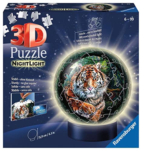 Ravensburger Puzzle 11248 Raubkatzen Nachtlicht Ravensburger 3D Puzzle 11248-Nachtlicht-Raubkatzen-72 Teile-ab 6 Jahren, Mehrfarbig
