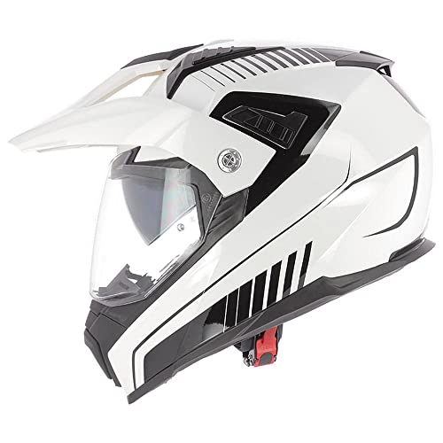 Astone Helmets - Casque de moto crossmax graphic Shaft - Casque intégral 3 en 1 - Casque moto homologué en polycarbonate gloss white L