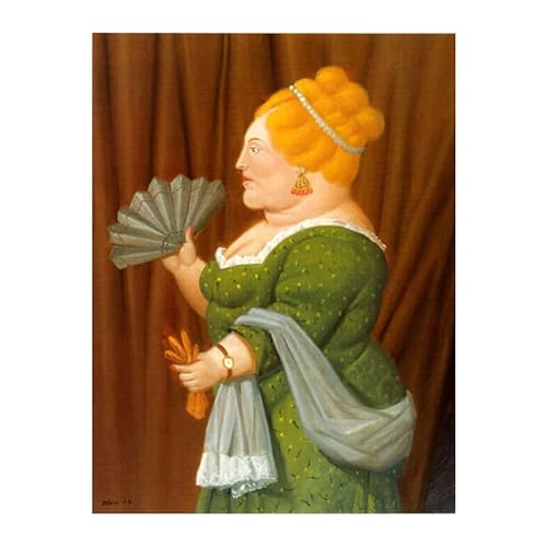 ZENCIX Fernando Botero-Poster, Fernando Botero-Wandkunst und -Drucke, „Frauenporträt“, Leinwandgemälde, Fernando Botero-Bilder, Heimdekoration, 60 x 80 cm x 1, ohne Rahmen